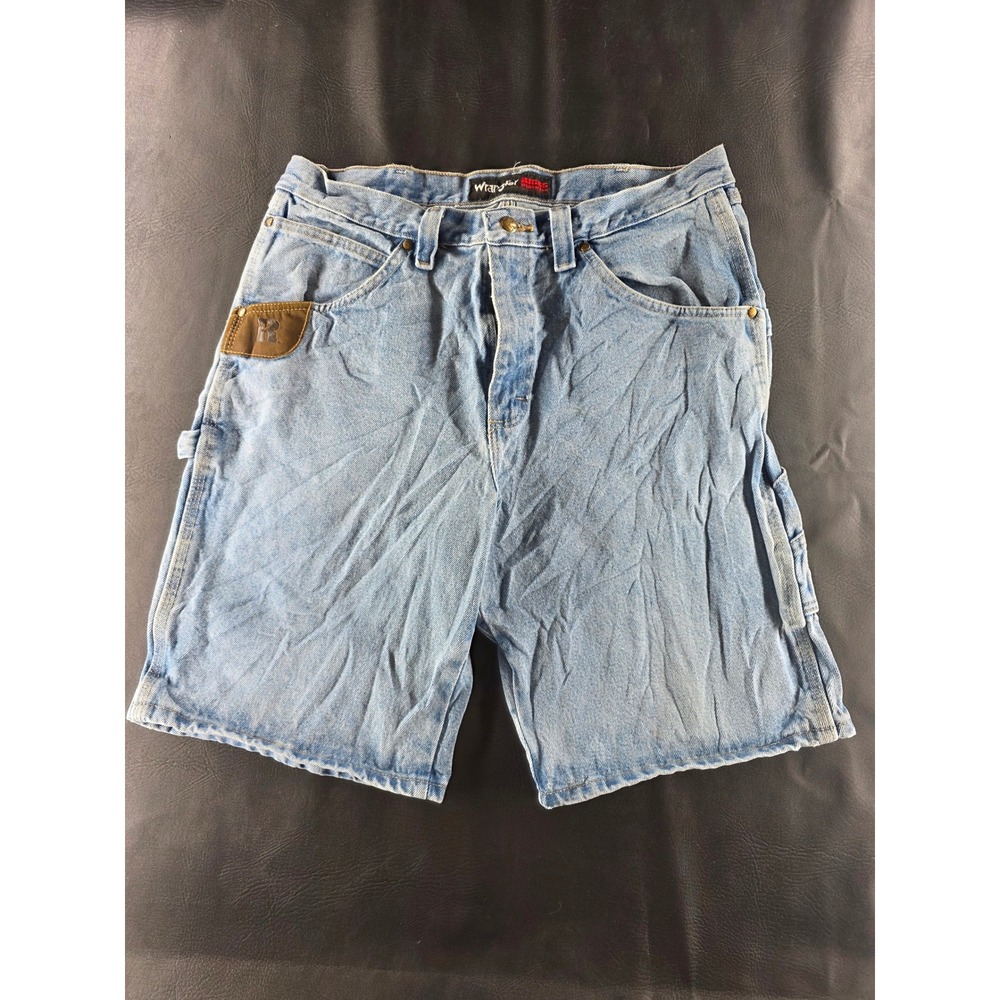 Wrangler Riggs Workwear Mens Light Wash Denim Carpenter Shorts 3W320VI Size 34